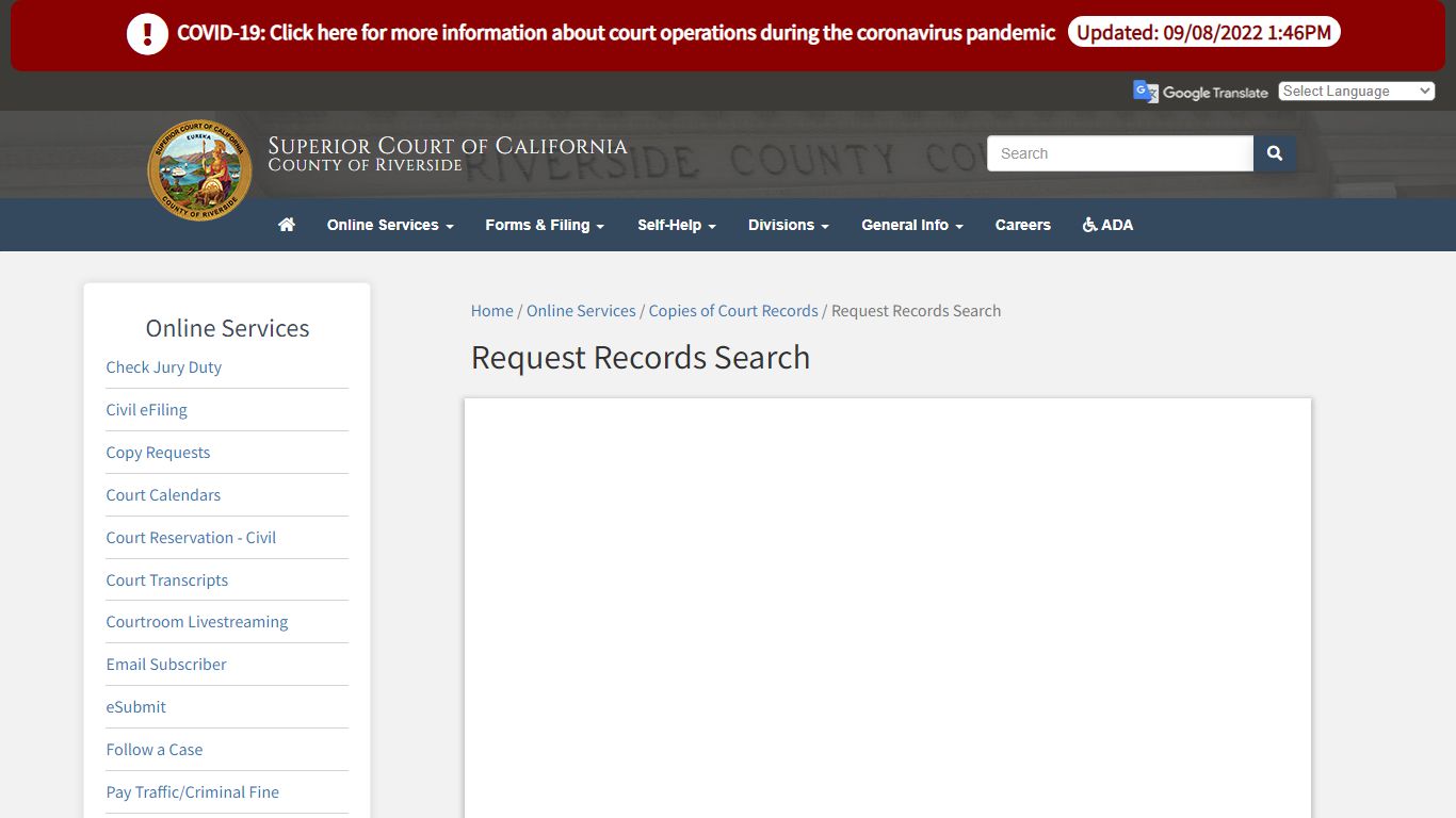 Request Records Search - California